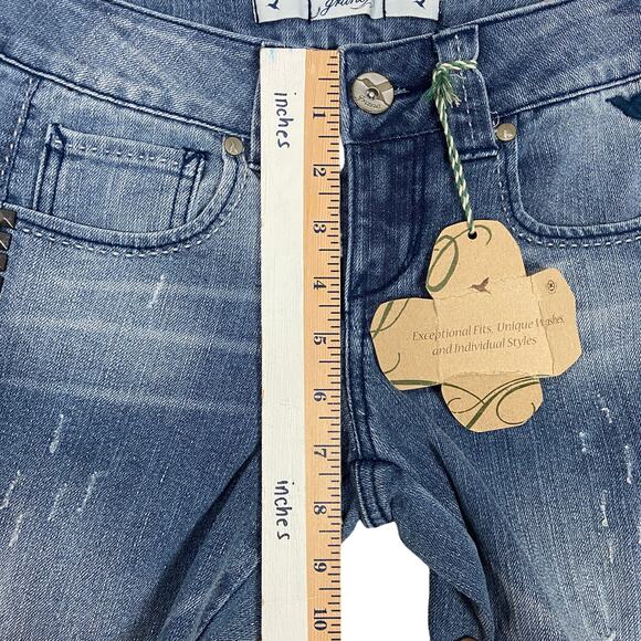 Grane Junior Low Rise Distressed Skinny Jeans Size 3 - Picture 6 of 9